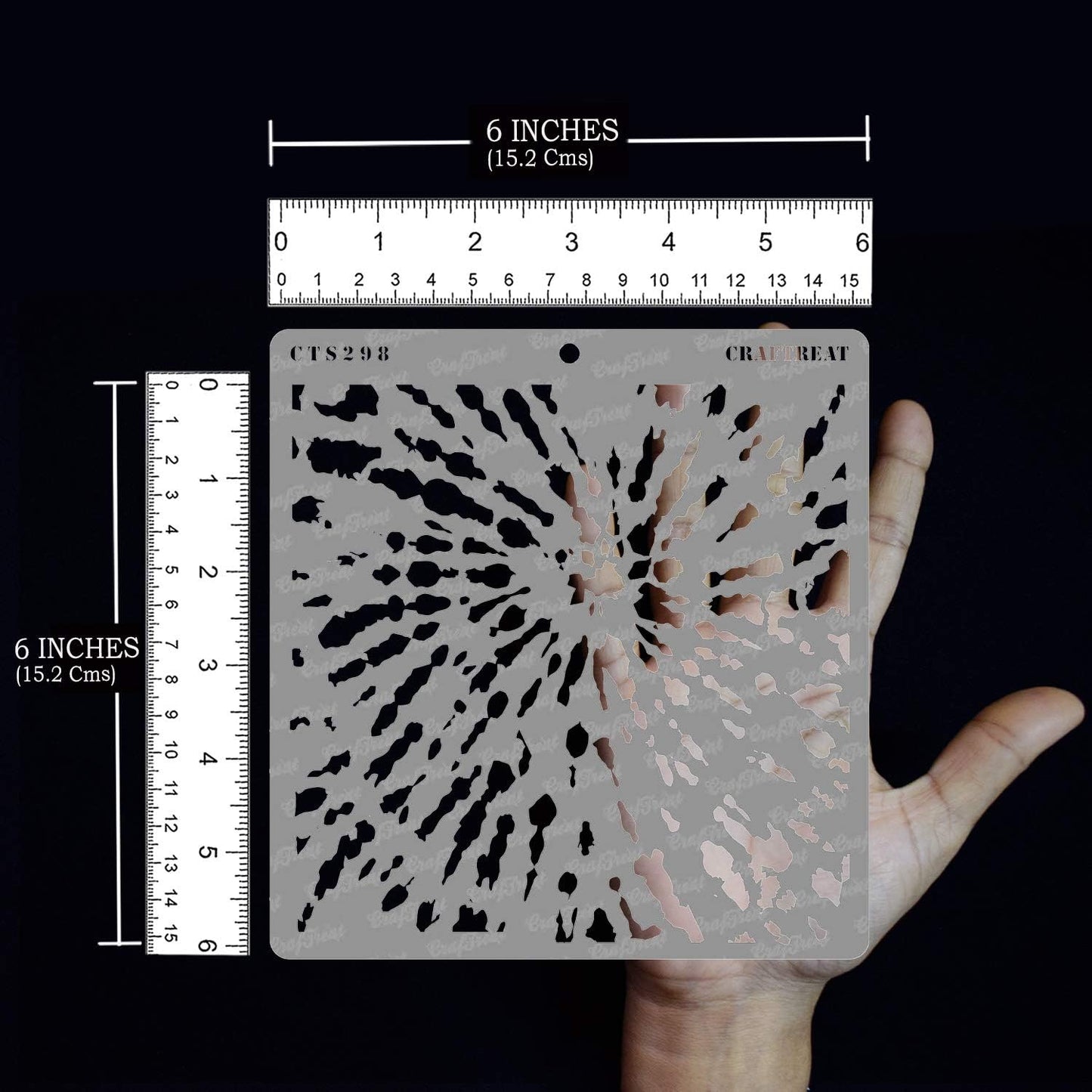 CrafTreat Reusable Tie Dye Stencils for Painting on Wood, Canvas, Paper, Fabric, Floor, Wall and Tile - Tie and Dye - 6x6 Inches - DIY Art and Craft Stencils - Tie Dye Stencil