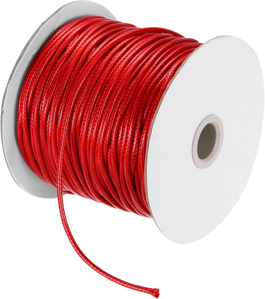 MECCANIXITY Waxed Cord 2.5mm Waxed Polyester Cord 87 Yard Wax String for Bracelet Making, Necklaces, Beading, Jewelry Making and DIY Crafts(Red)