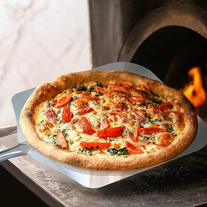 Chicago Brick Oven Pizza Peel 12" x 14", Pizza Paddle, 35.5" Long Aluminum Metal Pizza Peel with Detachable 21" long Wooden Handle, Pizza Turning Spatula, Pizza Shovel