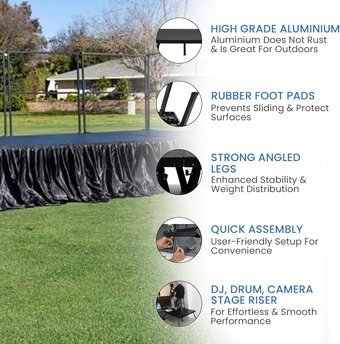 4'x12' MYSTAGE 3 Stage Platform - Portable, Folding Lightweight Aluminum Performance Deck with Adjustable Height 17"-28" - US Patented Design