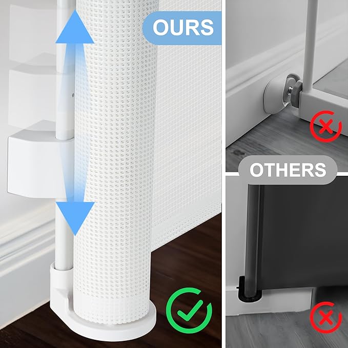 150 inches Retractable Baby Gate, 34 inches Tall Extra Wide Safety Gate for Large Hallways, Open Areas, Pet Zones, Durable Mesh Gate for Kids and Dogs, White