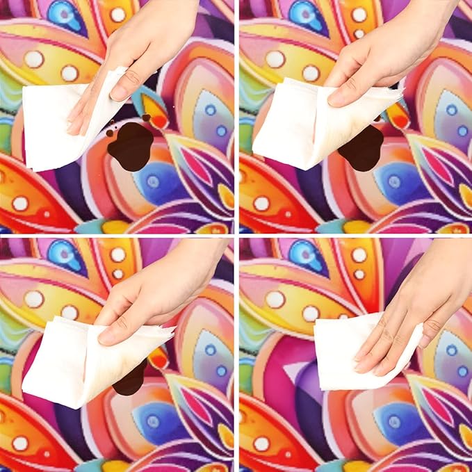 Floral Colorful Bright Vintage Round Table Cloth Cover, Elastic Edge Waterproof Wipeable Tablecloths 45"-56" Polyester Tablecloth for Party Restaurant Banquet Holiday Camping Outdoor Picnic