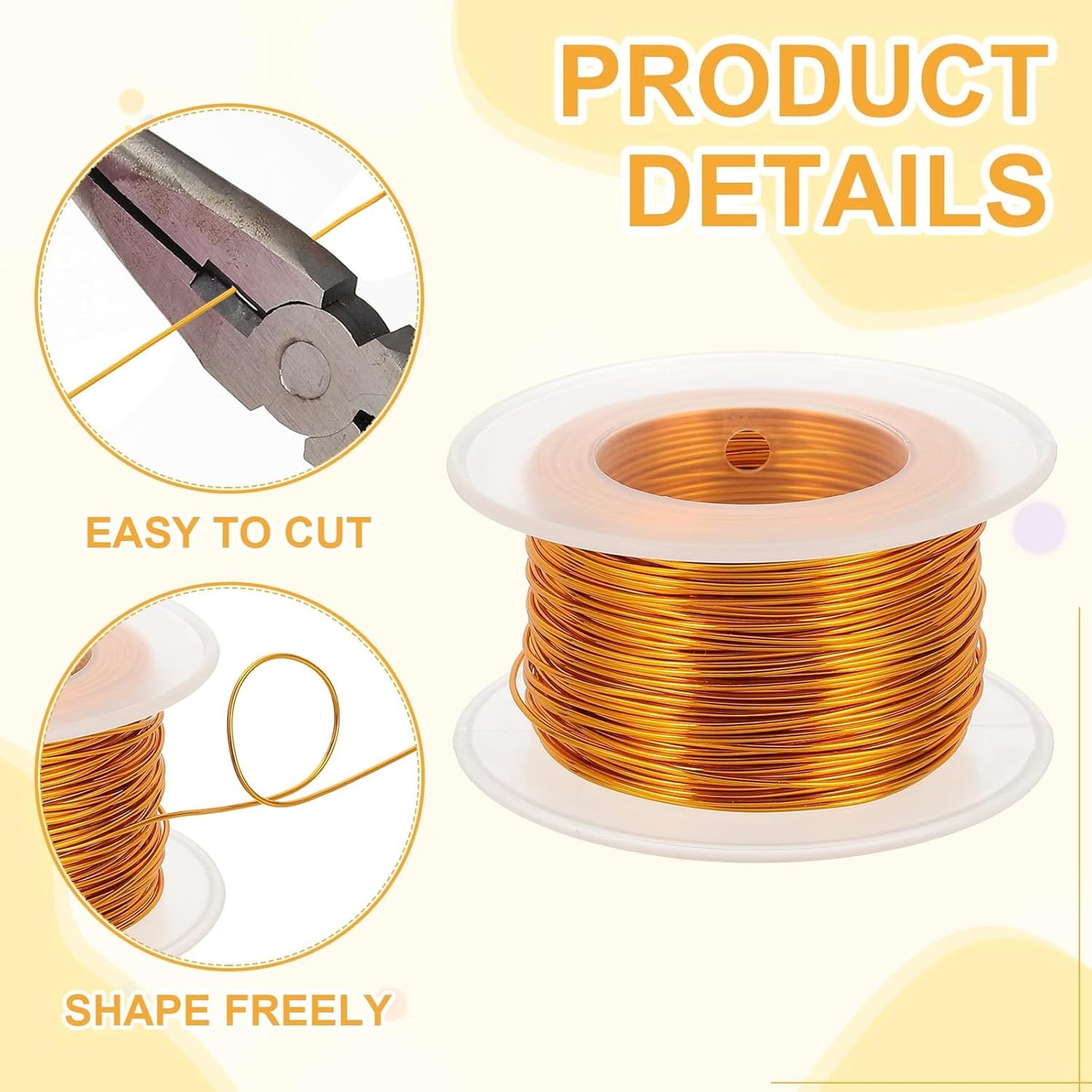uxcell 20 Gauge / 0.8mm Anodized Aluminum Wire for Jewelry Craft Making, 102 Feet Bendable Flexible Wire for DIY Home Decor Gardening Sculpture, Gold