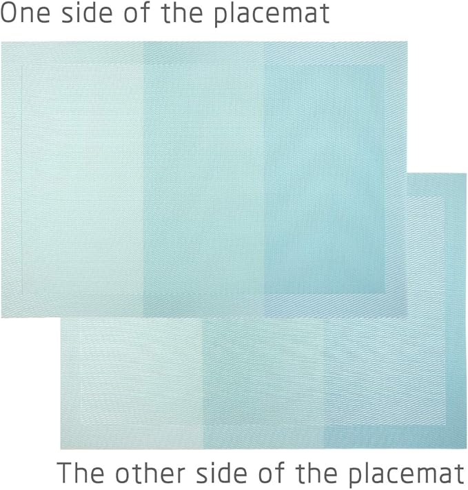 PIGCHCY Placemats 18 x12 inches Woven Vinyl Placemats for Dining Table,Washable Easy to Clean Table Mats Non Slip Placemats Set of 4 (Teal)