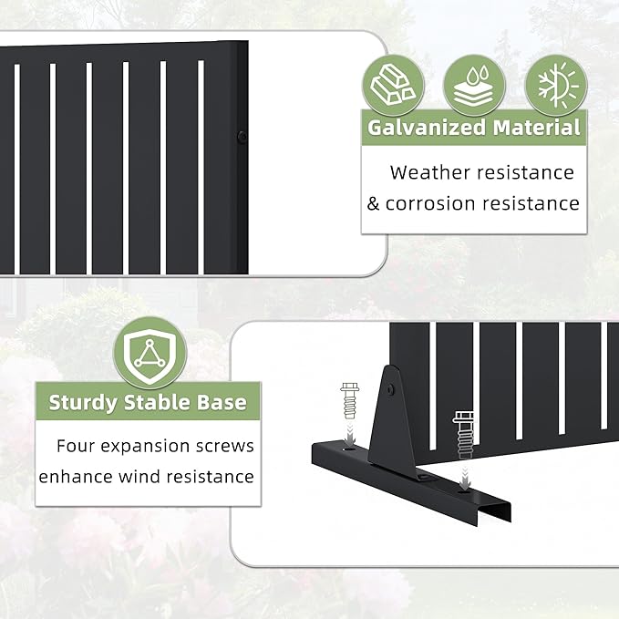 Casaphoria Metal Privacy Screen Outdoor, 72" H x 35" W Freestanding Decorative Privacy Screen for Patio Deck Balcony Garden with Stable Base, Fence Black