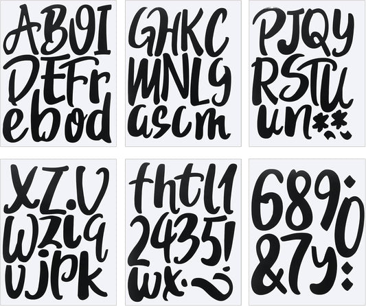 Outus 576 Pieces 8 Sheets Letters Stickers Self Adhesive Vinyl Letter Alphabet Number Stickers Mailbox Numbers Sticker, Decals for Classroom Decor, Sign, Door(Black,6 Inch)