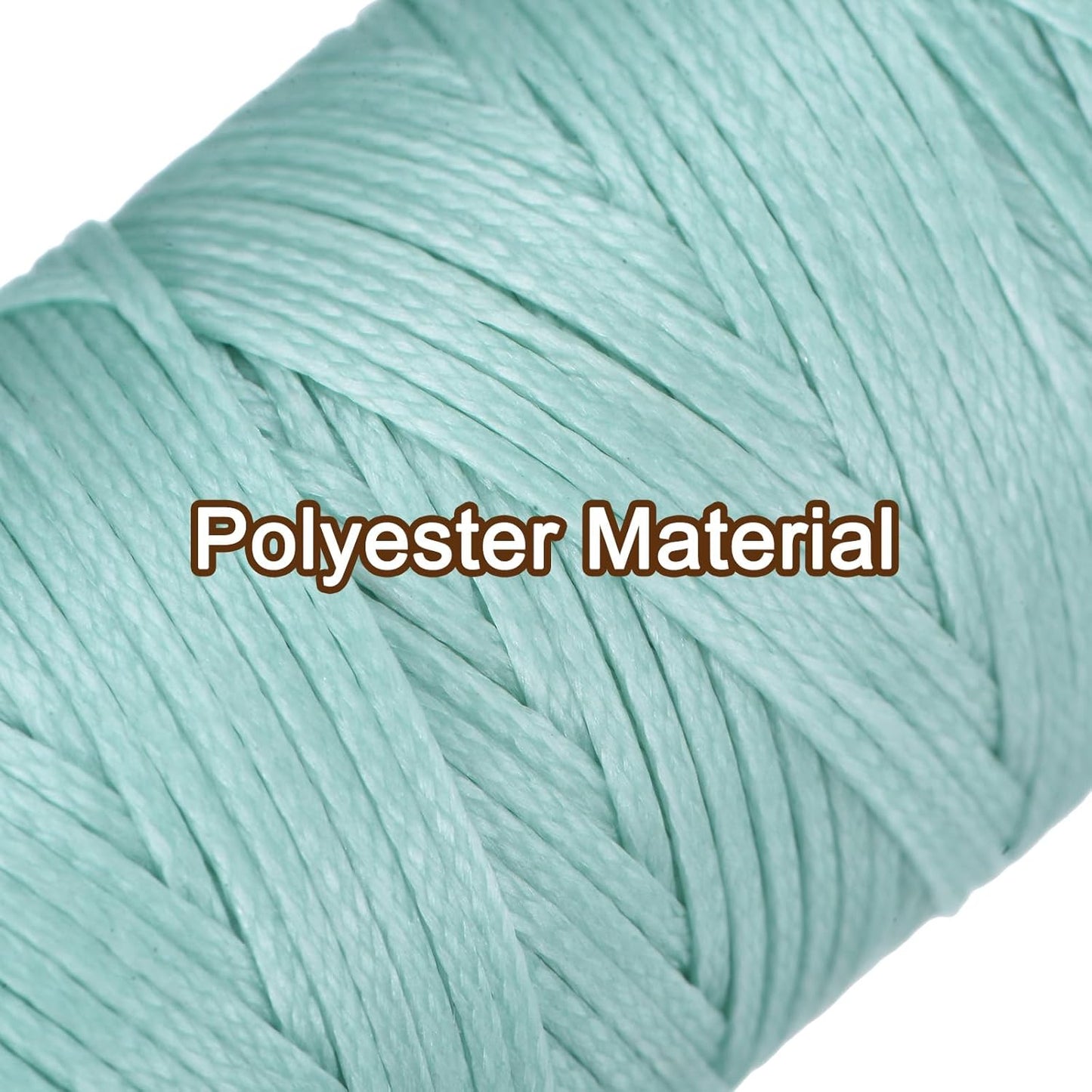 uxcell Leather Sewing Waxed Thread, 55 Yards / 50m 0.8mm 150D Flat Polyester All-Purpose Threads for Leather Crafts, Bookbinding, Mint Green