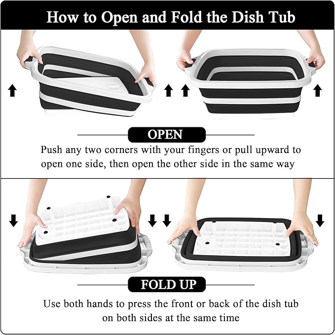 30L Orange & 16L Black Collapsible BBQ Prep Tub