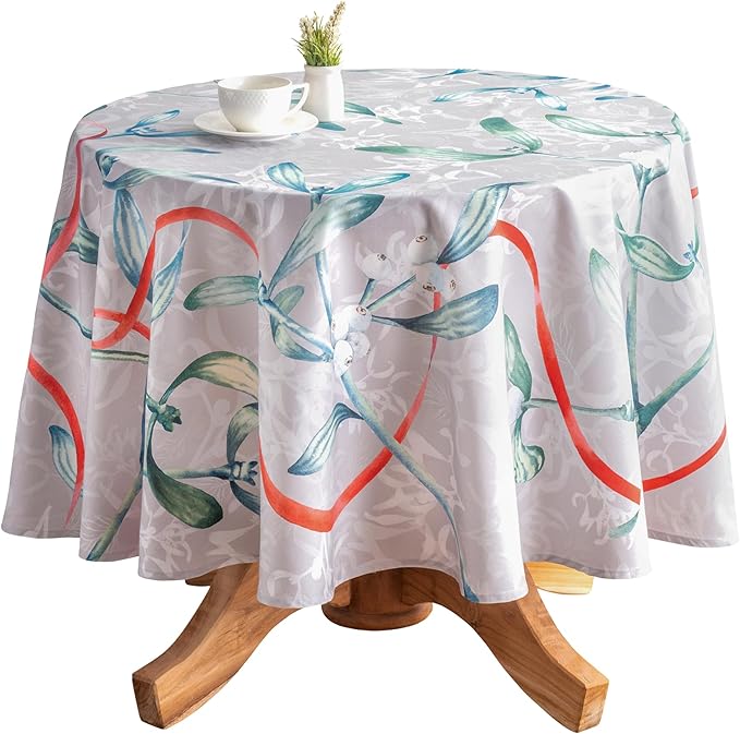 Maison d' Hermine Table Cloth Round Table 100% Cotton 63 Inches Fall Tablecloth Reusable Everyday Use for Thanksgiving Christmas Decorations Dining Farmhouse Party (Enora)