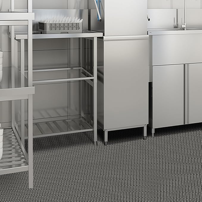 PVC Drainage Floor Mat 3x10Ft, Non-Slip 0.22'' Thick Heavy Duty Mesh Hole Pool Mat, Commercial PVC Mesh Hollow Mats, Outdoor Indoor Rug for Bathroom Patio Bath Shower Wet Area (Grey)