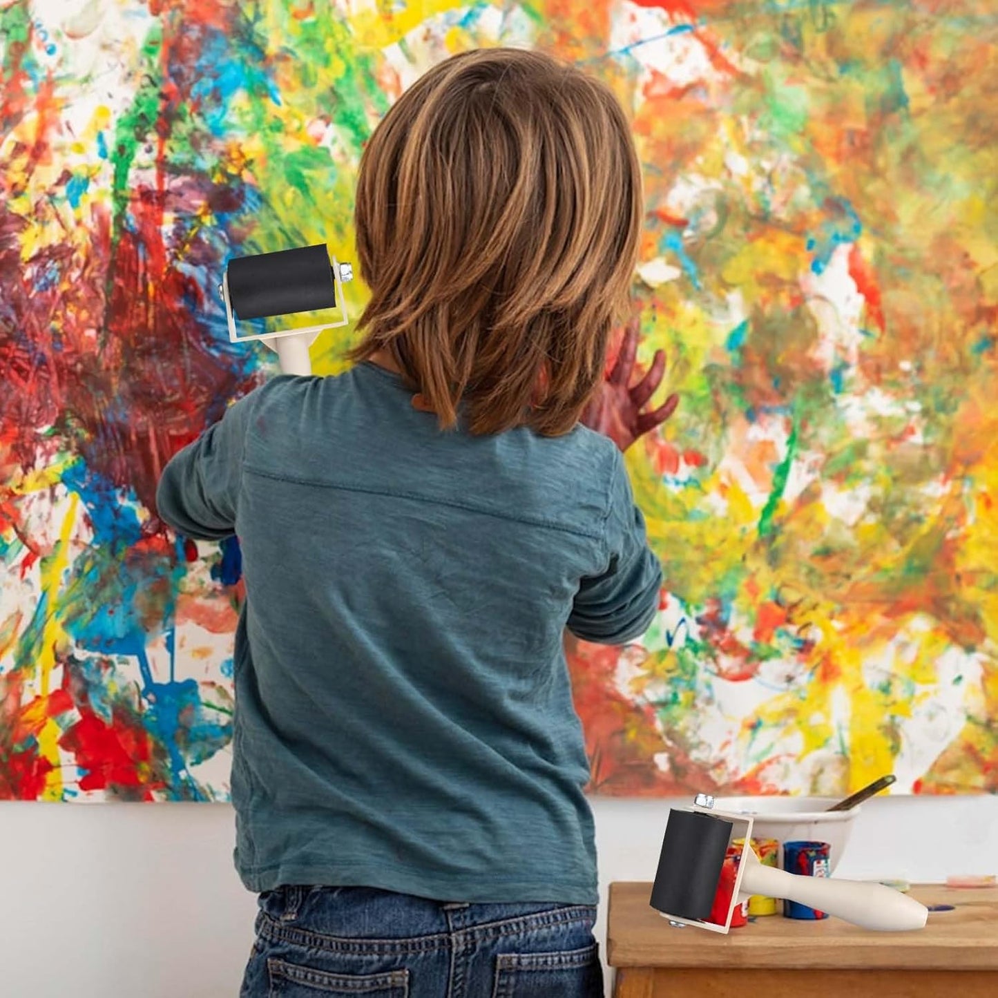 15 Pcs Rubber Brayer Roller Bulk, Small Printmaking Brayer Rollers 1.97 Inch Versatile Plastic Relief Printing Roller for DIY Art Crafting, Oil Painting, Ink Stamping Gluing Tools