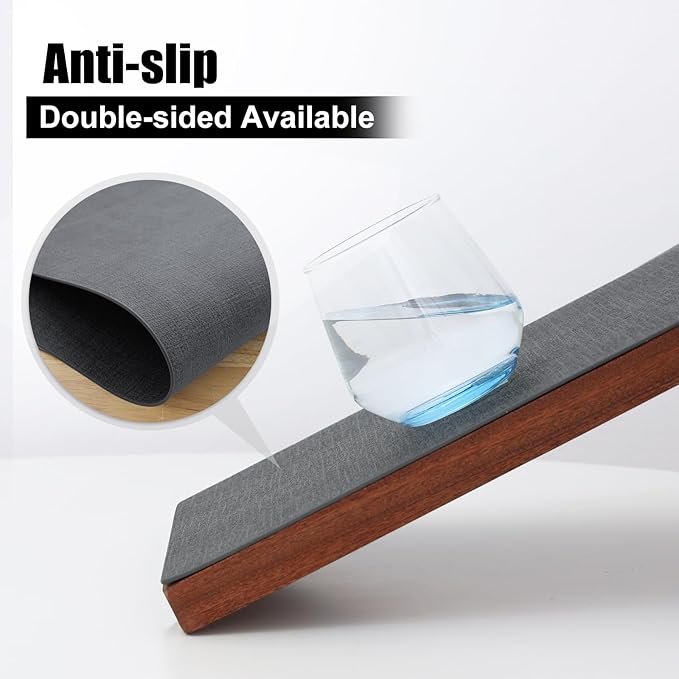 Homaxy Faux Leather Heat Resistant Placemats for Dining Table Set of 4, Waterproof Wipeable Washable PU Table Mats, Easy to Clean Anti-Slip Place Mats, 11.8" x 17", Dark Grey