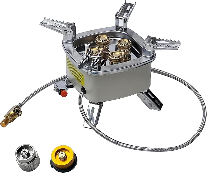 The Bincho Grill Charcoal Starter Gas Burner – 12,800W High Heat Mini Stove with 4 Heads – For Chimneys to Light Binchotan & BBQ Charcoal – Portable Propane/Butane Camping Stove with Piezo Ignition
