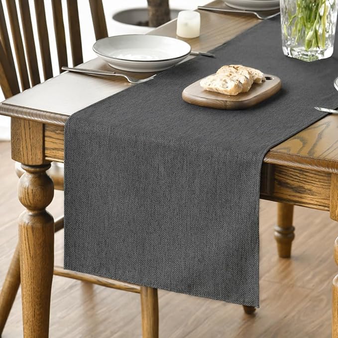 Artoid Mode Grey Table Runner, Seasonal Washable Kitchen Dining Table Decoration for Home Party Decor 13x108 Inch