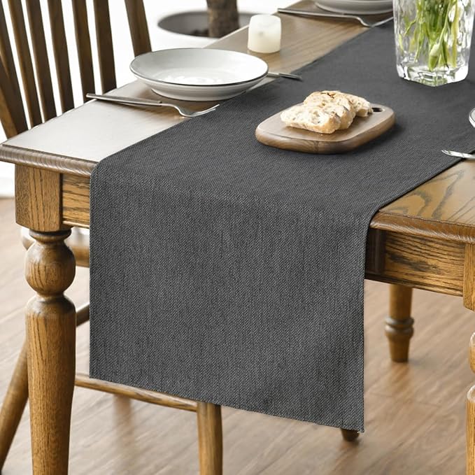 Artoid Mode Grey Table Runner, Seasonal Washable Kitchen Dining Table Decoration for Home Party Decor 13x60 Inch