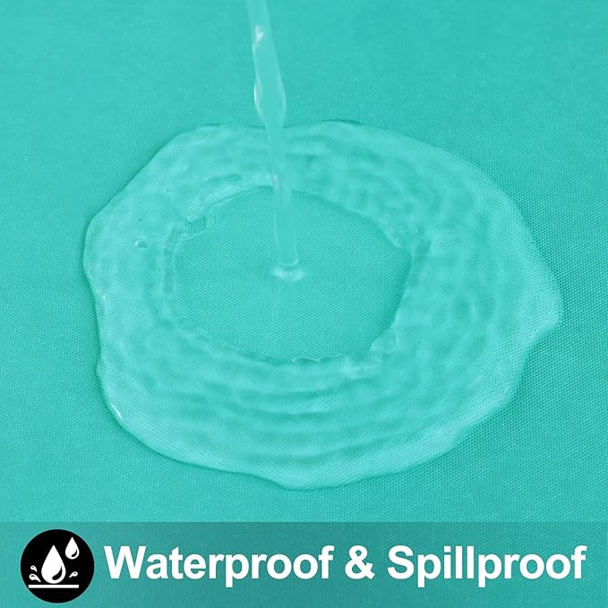 Smiry Round Table Cloth 60 Inch, Waterproof Wipeable Vinyl Tablecloths Protector, Oil Spill Proof Plastic Table Cover for Dining, Picnic, Camping, Outdoor, Teal