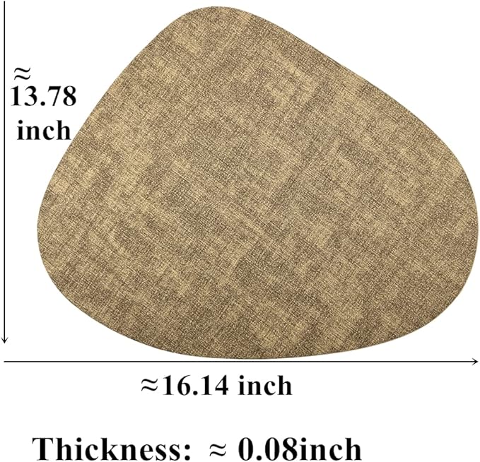 WAZAIGUR Washable Wipeable Waterproof Heat Resistant Faux Leather Placemats Set of 6,PU Palce Mats for Indoor and Outdoor,Easy to Clean Table Mats,Khaki