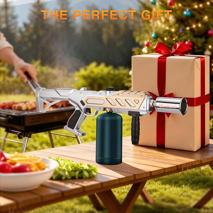 Powerful Propane Torch Gun, Kitchen Grill Torch with Detachable Design, Adjustable Flamethrower Torch Burner for Searing Steak, BBQ, Welding, Camping Charcoal Lighter(Tank Not Included)