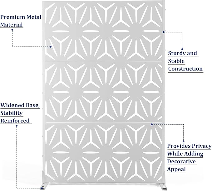 Outdoor Privacy Screen,72" H×47" W Metal Privacy Screen, Freestanding Privacy Fence Panels for Patio