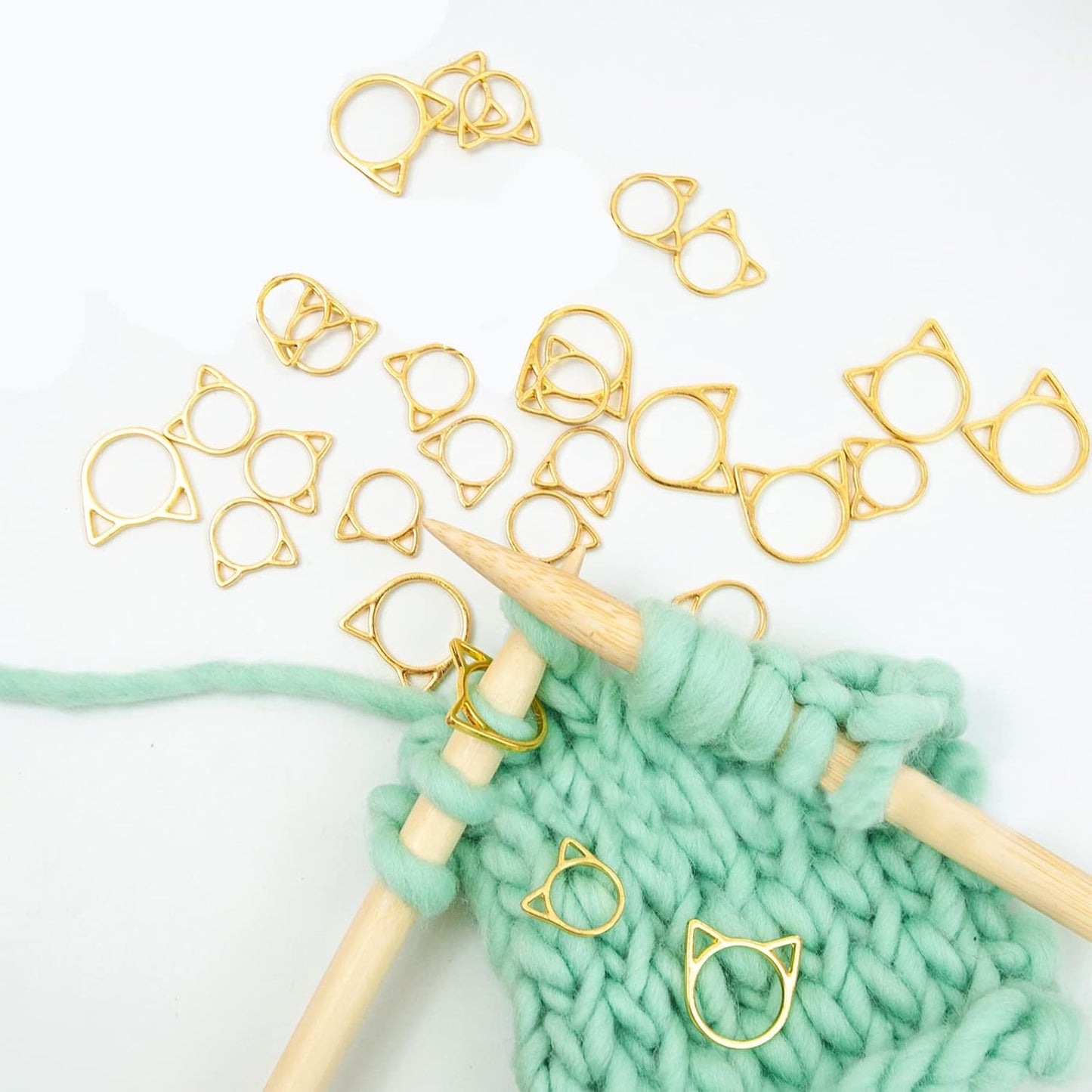 Hilsayum 30PCS Cat Stitch Marker Knitting Stitch Markers Metal Crochet Markers Ring Crocheting Accessories for Weaving, Handmade Crafts