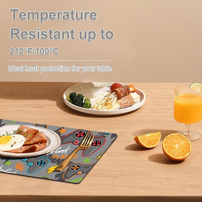 Placemats Set of 4 - Faux Leather Heat Resistant Placemats for Dinner Table, Non-Slip Waterproof Oil-Proof Washable Reusable Placemat for Indoor Outdoor Kitchen Decor, 15.75In*11.81In