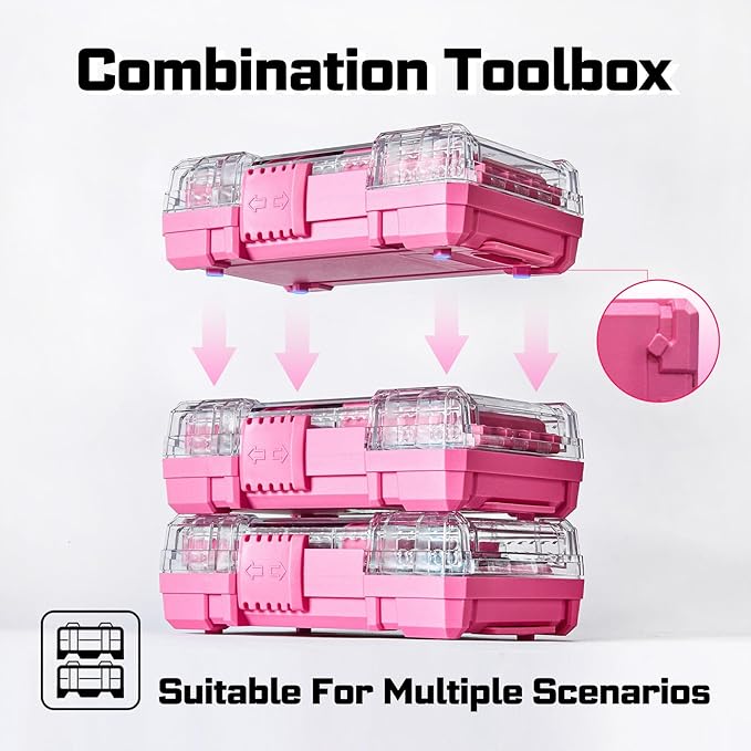 40Pieces Impact Screwdriver Bits Set, Magnetic S2 Steel Phillips/Slotted/Square/Torx Insert Power Bits Tips, Impact Bit Holder with Pink Storage Box Case