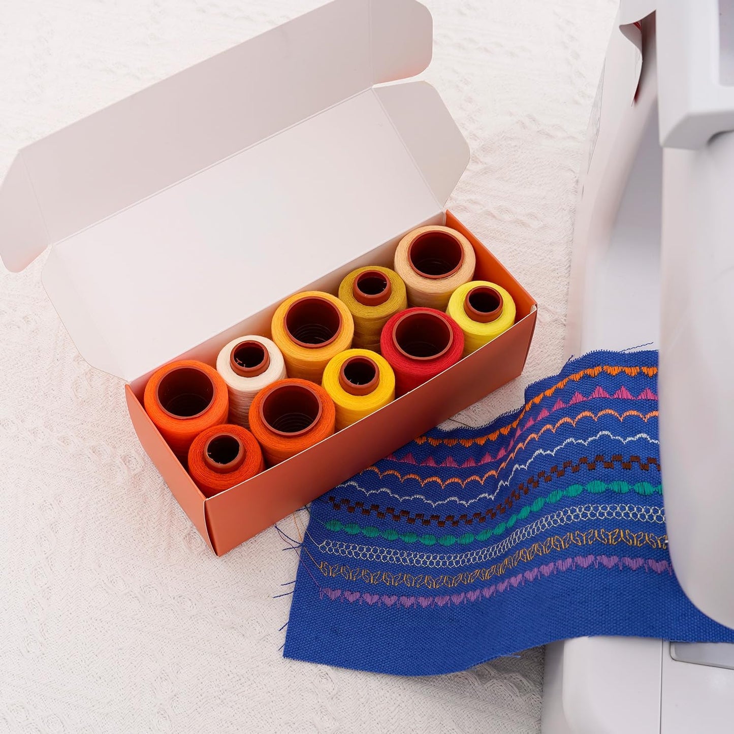 10 Pcs Sewing Thread, All Purpose Sewing Thread, 10 Spools Assorted Colors Each 800 Yards of Polyester Threads for Sewing Machine, Hand Stitching, Quilting, Serger (Yellow Color System)