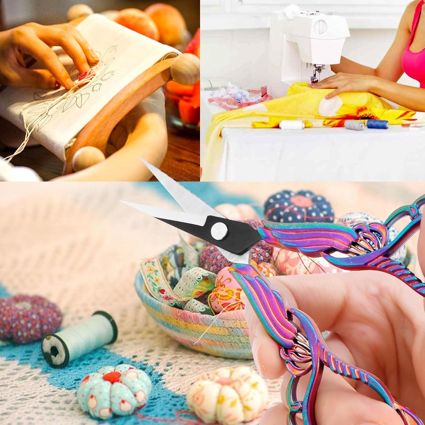 BIHRTC 4.5 Inch Vintage Embroidery Scissors with Artificial Leather Cover Stainless Steel Sharp Pointed Tip Scissors Shears Cross Stitch Sewing Crochet Scissors for Crafting Crochet Sewing