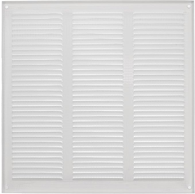 Repa Market 12x12 Inch Air Vent Cover/White Galvanized Steel Louvered Grill Cover with Mesh Screen/Wall or Ceiling Vent/Durable Flush Mount HVAC Register for Indoor and Outdoor Ventilation