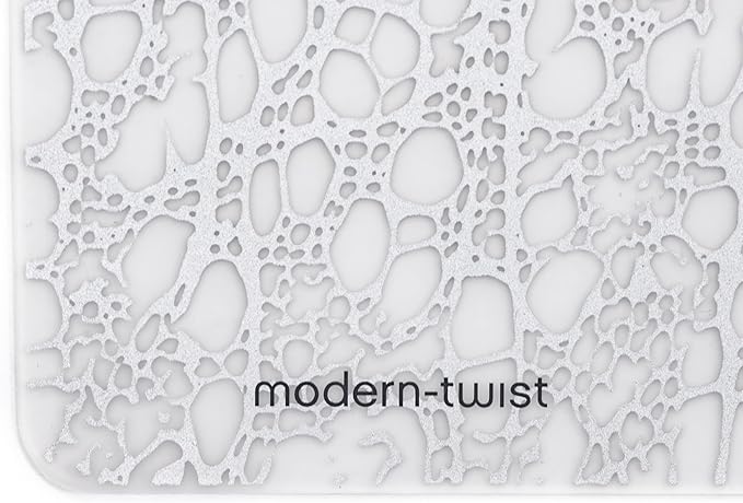 modern-twist 14" x 16" Silicone Rectangular Placemat, BPA, PVC-Free Table Mat, Dishwasher Safe, Cocoon Print in Silver, Pack of 1