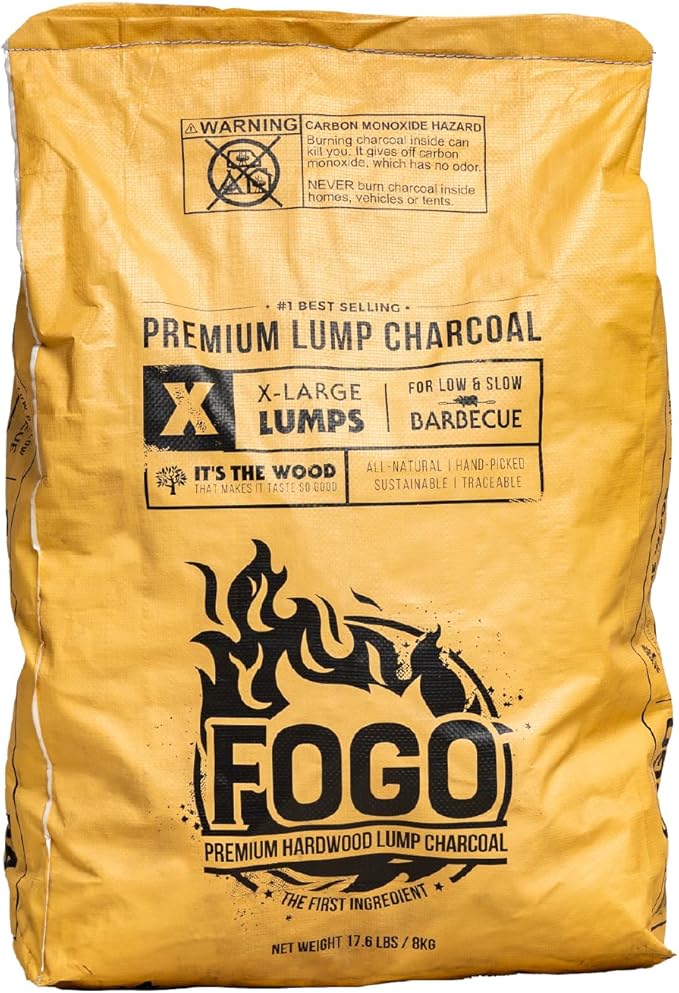 FOGO Super Premium Oak Restaurant Quality All-Natural Large Sized Hardwood Lump Charcoal for Grilling and Smoking, 17.6 Pound Bag