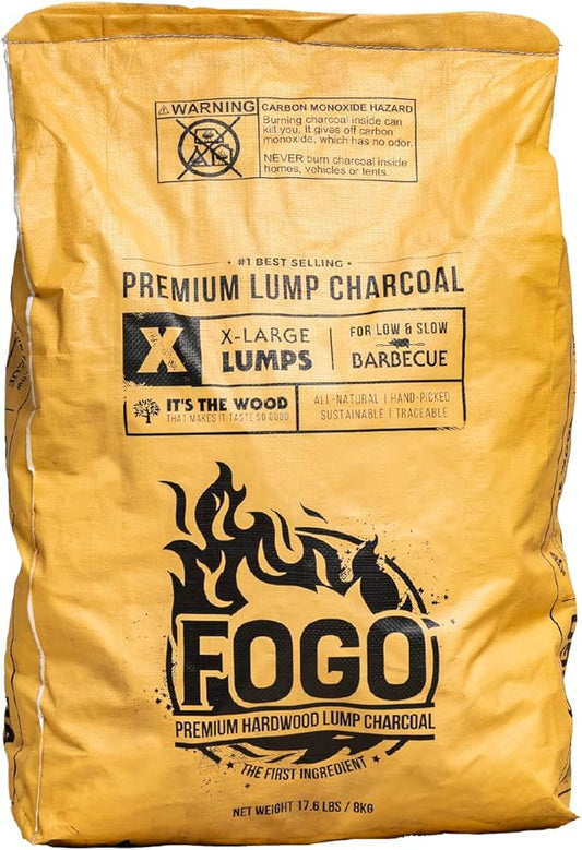 FOGO Super Premium Oak Restaurant Quality All-Natural Large Sized Hardwood Lump Charcoal for Grilling and Smoking, 17.6 Pound Bag
