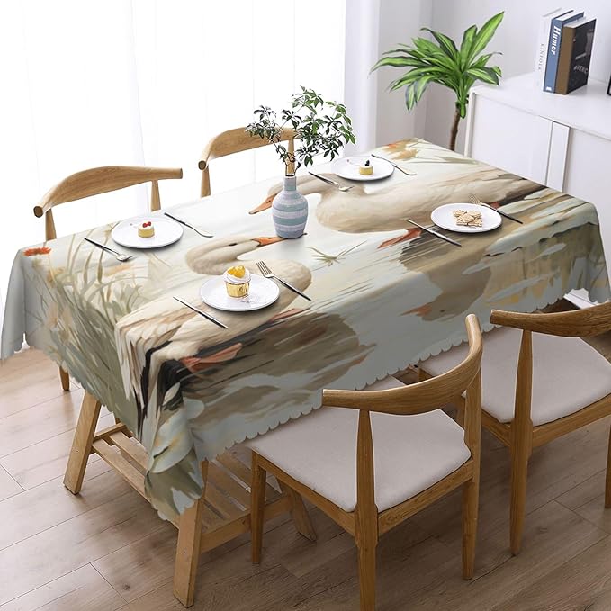 Rectangle Table Cloth Retro Duck Waterproof Tablecloth 54 x 72 in Washable Table Cover for Home Kitchen Wedding Dining