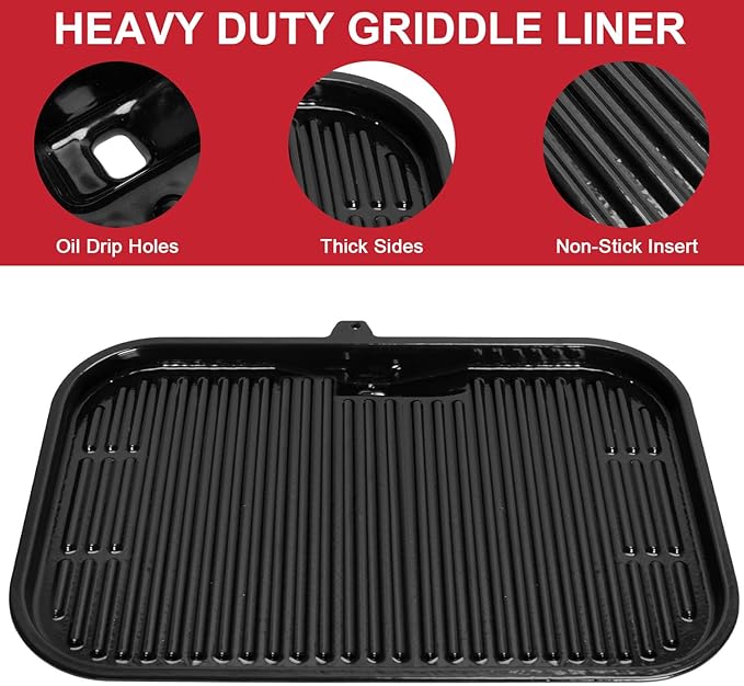Grill Griddle Plate for Ninja Woodfire Outdoor Grills OG700 Series, Flat Top Griddle Plate for Ninja XSKGRDPLT Woodfire OG701 Grill, Striped Baking Griddle Pan, Insert