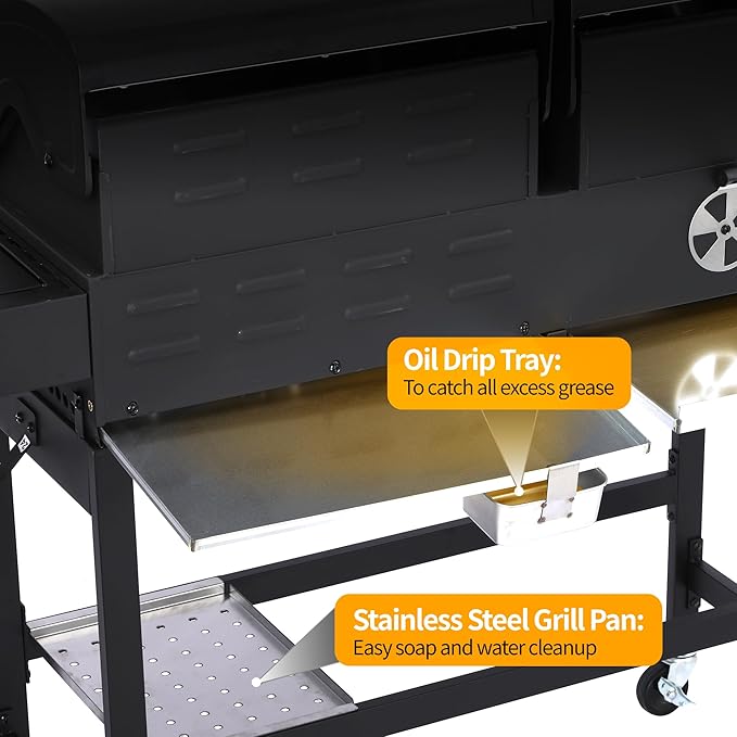 Propane Gas and Charcoal Grill Combo | Griddle Grill with Side Burner | BBQ Grills 2-in-1 | 41,500 BTU Output, 673 SQ IN Cooking Area Perfect for Outdoor Events & Backyard Barbecue
