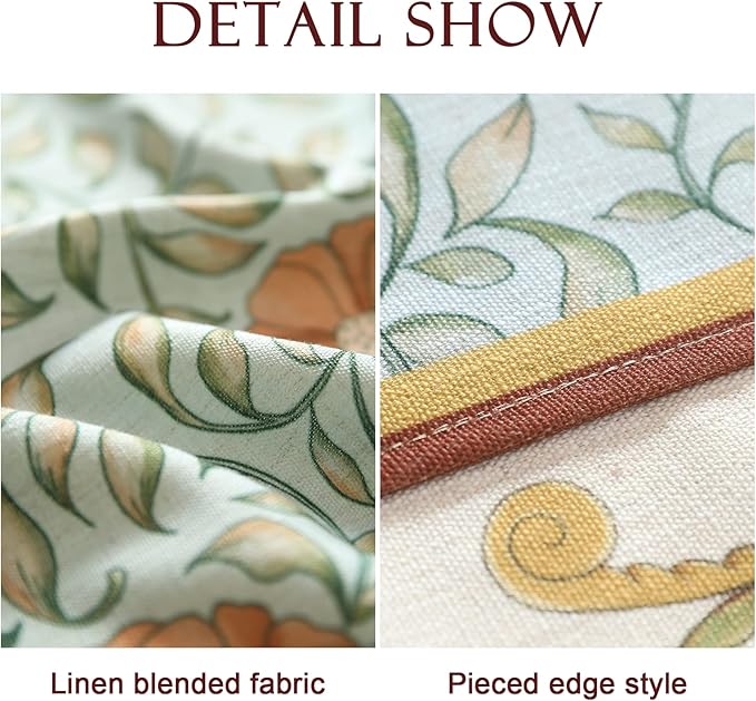 patdrea Designer French Linen Blue Tablecloth for Rectangle Table,Vintage Floral Table Cloth,Colorful Decoration Fall Cover Kitchen Dining for Thanksgiving,Tea Party,Christmas,55"x79"-Wensel