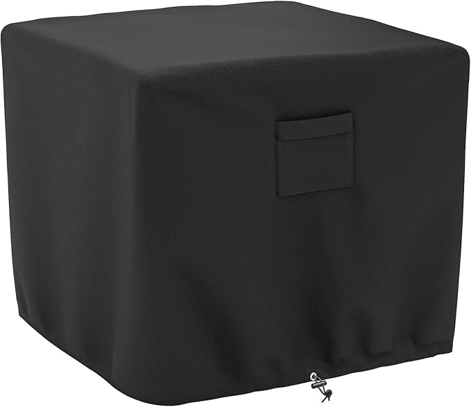 SHINESTAR Square Fire Pit Cover, Fits for 26-28 Inch Fire Table, Waterproof and Windproof, 28 x 28 x 25 Inches, Black