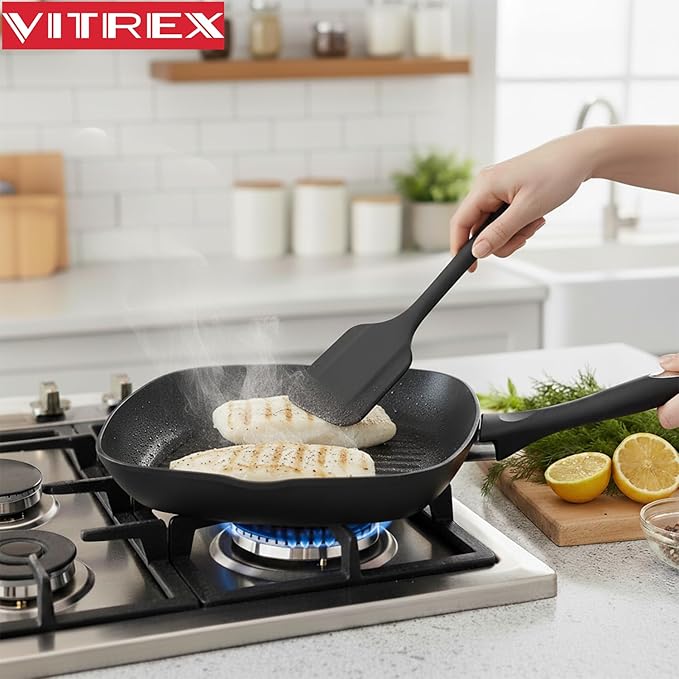 VITREX Nature 11-Inch Forged Aluminum Grill Pan with Nonstick Coating, Compatible with All Stovetops, Dishwasher Safe