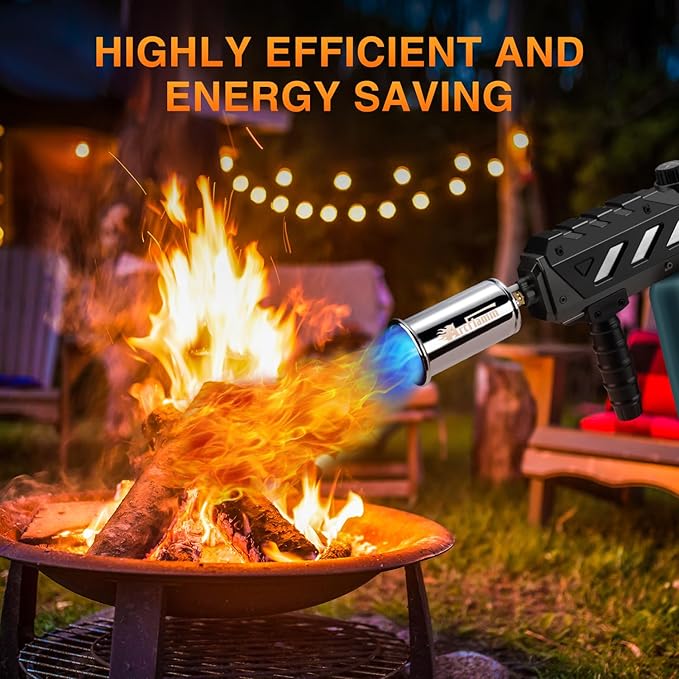 Powerful Propane Torch Gun, Kitchen Grill Torch with Detachable Design, Adjustable Flamethrower Torch Burner for Searing Steak, BBQ, Welding, Camping Charcoal Lighter(Tank Not Included)