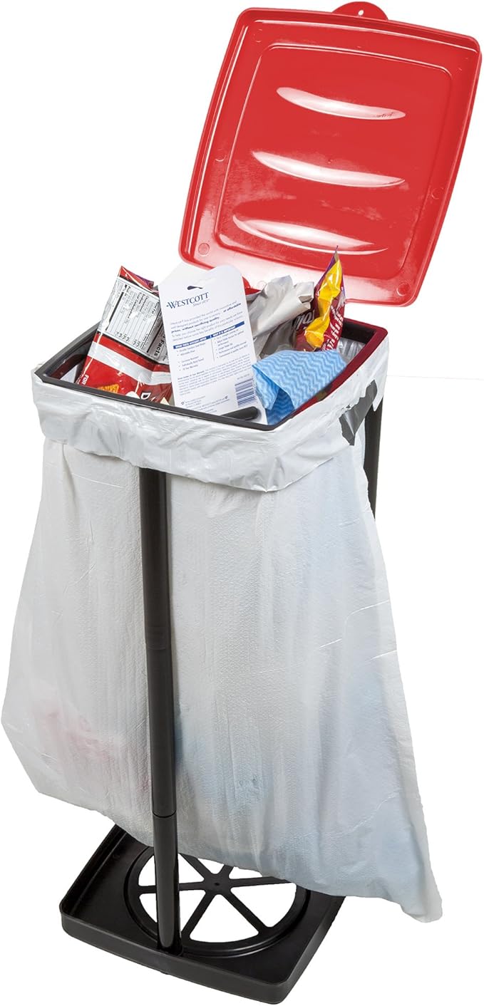 Portable Trash Bag Holder – Collapsible 13-Gallon Garbage Bin for Indoor/Outdoor Use, Camping, Recycling, and Parties – Durable Plastic Trash Can by Wakeman Outdoors (Red)