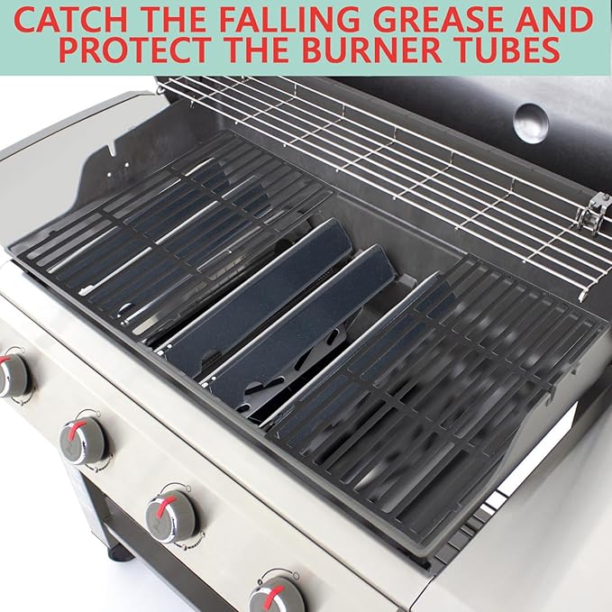 66097 Grill Grates & 66033 Flavorizer Bars for Weber GS4 Genesis II 400 Series, Grill Parts for Genesis II S-410,S-440,E-410,S-440,S-435,E-435, LX E-440, Cast Iron Grids for Weber 66089, 66041