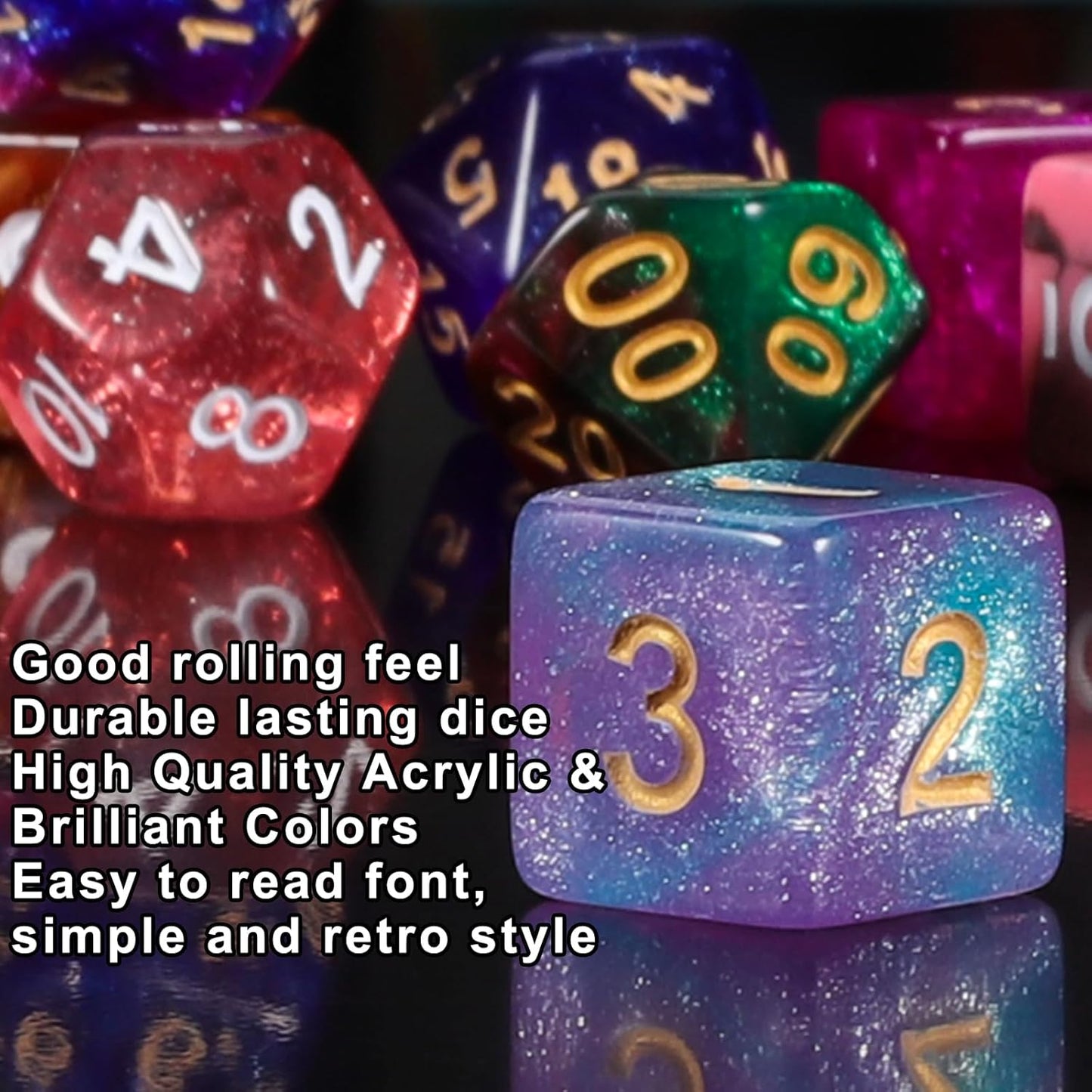 QMay 30 Sets Polyhedral Dice - 30 X 7 (210 Pieces) DND Dice with a D&D Dice Large Drawstring Bag, 30 Colors D4 D6 D8 D10 D% D12 D20, Great for Dungeons and Dragons, RPG, MTG,Role Playing Table Games