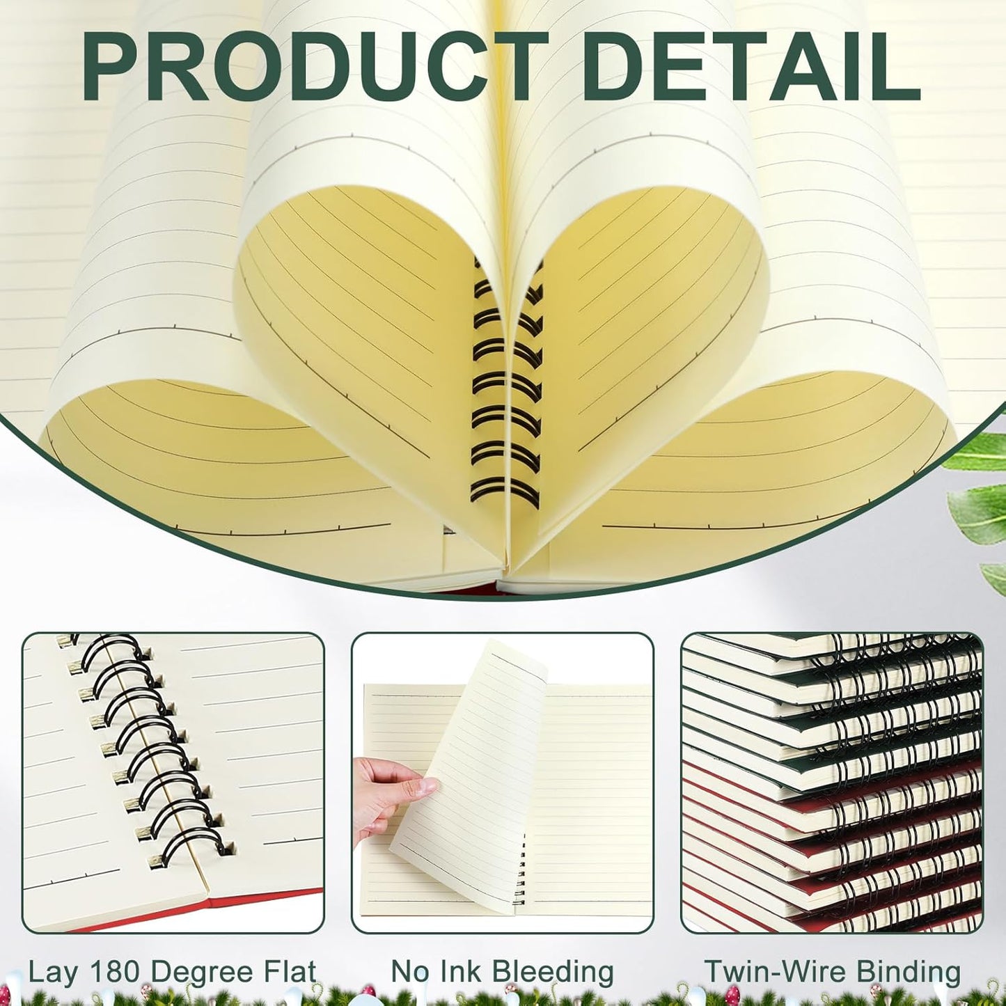 Yahenda 18 Pcs Spiral Notebook Bulk A5 Journal Lined 8.3'' x 5.5'' Writing Composition Paper Small Notepad Subject Notebook for Students Office Business Back to School Supplies (Deep Green,Red)