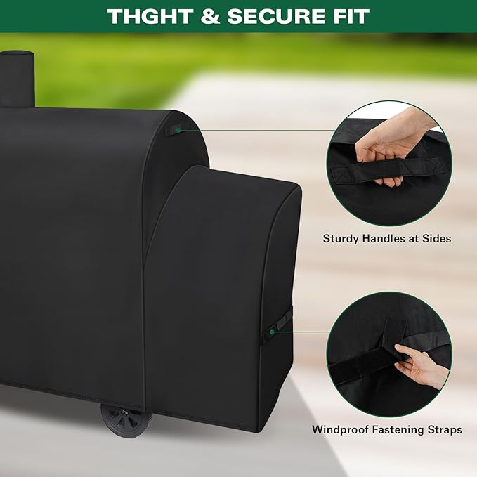 Heavy Duty 600D Grill Cover Fits for Royal Gourmet CC1830S/CC1830W/CC1830SC 30-Inch Charcoal Barrel Grill with Offset Smoker Grill Cover