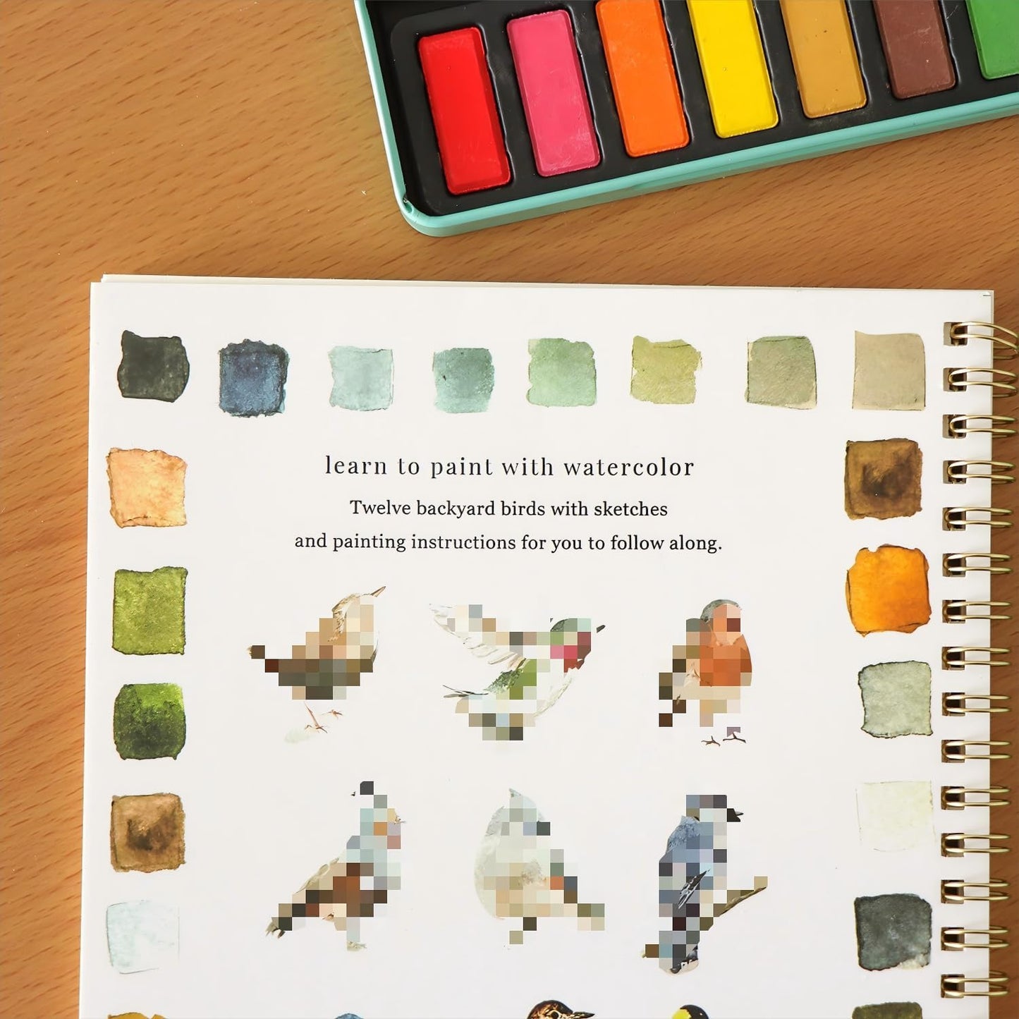 Beginner Watercolor Painting Kit Watercolor Workbook Coloring Book 12 Colors Paint Set with Brush,Easy Nature Scenes Beginner Friendly Watercolor Paint Set Gift for Adults Teens. (WINTER)