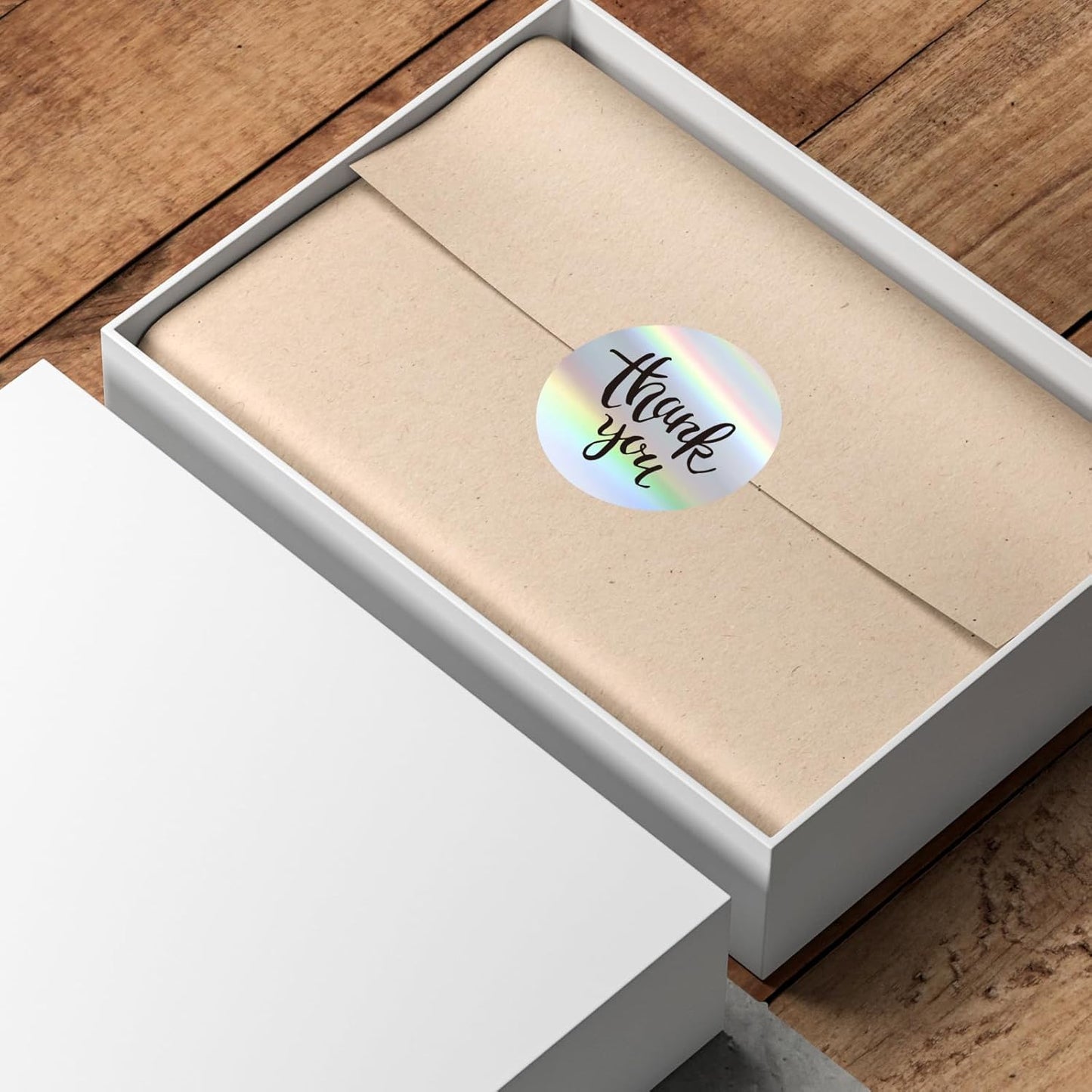 2" Holographic Thermal Label Stickers, Round Direct Thermal Label Stickers, Thermal Printer Sticker Labels for Gift Wrapping, Self-Adhesive Custom Logo Design- Silver