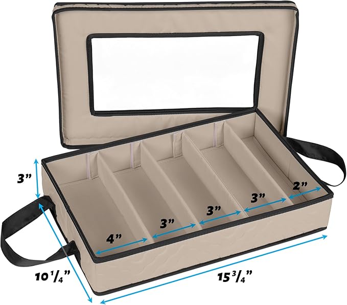 Flatware Storage Case - Durable 5 Compartment Silverware Storage Container Box with Removable Lid and Easy to Carry Handles - Large Capacity Keeps Your Cutlery Organized & Protected - Brown