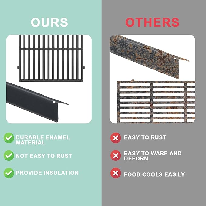 66095 Grill Grates & 66032 Flavorizer Bars for Weber GS4 Genesis II/LX 300 Series, Grill Parts for Genesis II S-310,E-330,E-310,S-320,S-335,E-345,SE-310, Cast Iron Grids for Weber 66795, 66802