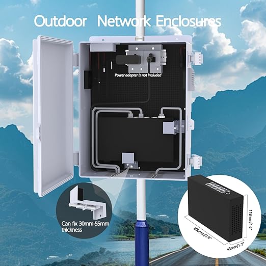 Outdoor Electrical Box, Waterproof Electrical Junction Box IP65 ABS Plastic Enclosure with Fan & Thermostat, Mounting Plate and Hinged Lid (15.7" H x 11" L x 5.9" W)