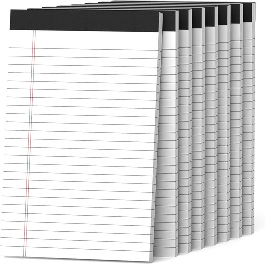 8 Pack Note Pads 5 x 8 Inch Small Legal Pads 5 x 8 White Notepad 5 x 8 Perforated Writing Pads Lined Paper Pads College Ruled Pad Paper 30 Sheets Notebook for Study, To-Do Lists, Office